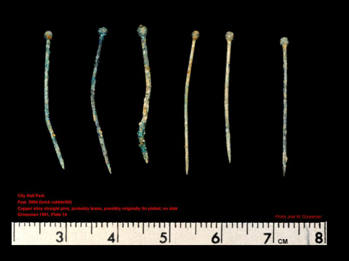 Copper-alloy Sewing Pins from Almshouse, City Hall Park